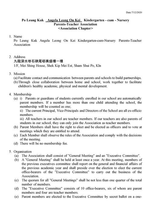 Constitution of Parent-Teacher Association